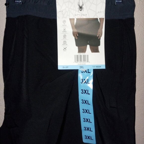 Spyder Men's Size 3XL (XXXL) Black Comfort Liner Shorts Swim Shorts Trunks NWT - Picture 3 of 4